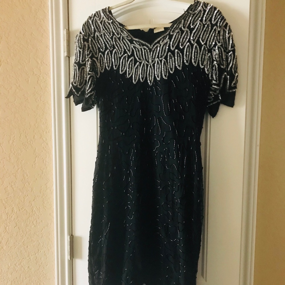 Black and silver cocktail dress